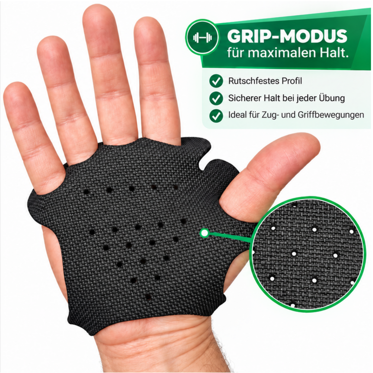 Grip Pads für Krafttraining – BÄRENPRANKE Handschoner beim Hanteltraining für besseren Griff und Handflächenschutz